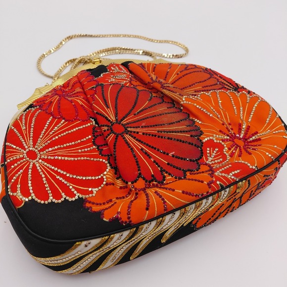 Vtg Judith Leiber Minaudière Bag Purse 70s 80s Gold Comb & Mirror Italy crystals - Picture 4 of 11